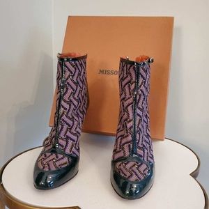 Authentic Missoni basket weave knit ankle boot